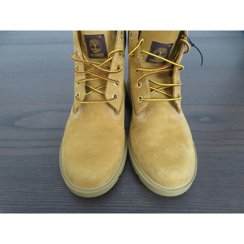 Timberland 6-Inch Premium Boots Boys Size 6 Beige Nubuck Waterproof Hiking Shoe